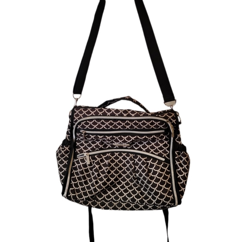 Black And White Patterned Backpack Diaper Bag Ban… - image 6